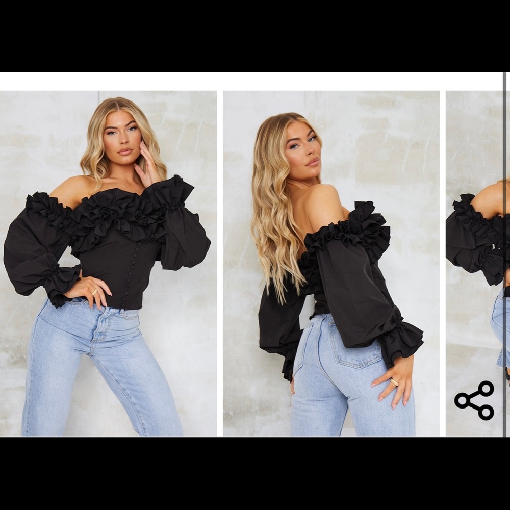 Pretty Little Things Black Ruffle Off Shoulders